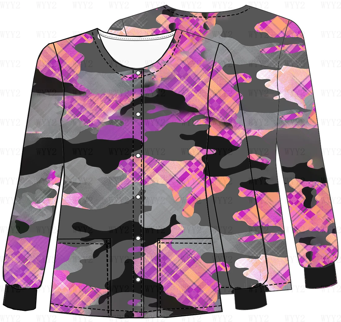 Long-sleeved nurse uniform female pattern retro figure printing round neck pocket loose shirt female warm medical uniform scrub 
Long-sleeved nurse uniform female pattern retro figure printing round neck pocket loose shirt female warm medical uniform scrub