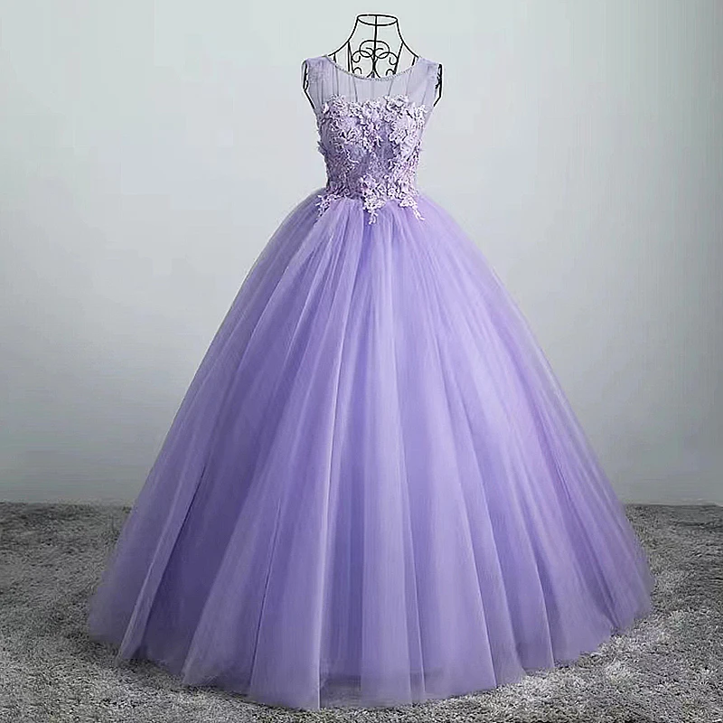 

Лавандовые платья для Quinceanera, кружевное бальное платье в пол с бусинами, 15 лет, женское свадебное платье для выпускного вечера, 2023