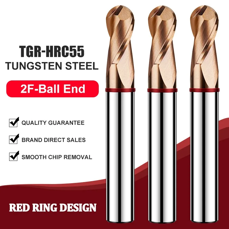 AZZKOR TGR-HRC55 2-Flute Ball Nose End Mills Tungsten Steel Carbide Nano Coating Milling Cutter For CNC Machining Center Tools
AZZKOR TGR-HRC55 2-Flute Ball Nose End Mills Tungsten Steel Carbide Nano Coating Milling Cutter For CNC Machining Center Tools