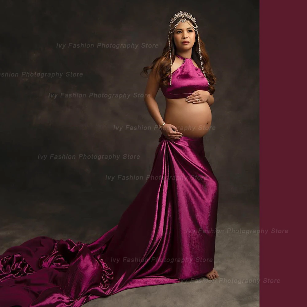 

Sexy Simple Maternity Photography Dress Pregnancy Photo Shoot Styling Fabric Studio Shooting Accessories Glossy Satin Surface