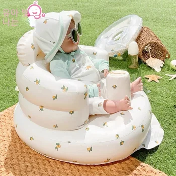 유아 빛나는 아기 풍선 소파 어린이 퍼프 휴대용 목욕 의자 PVC 다기능 좌석 연습 앉아 목욕 의자