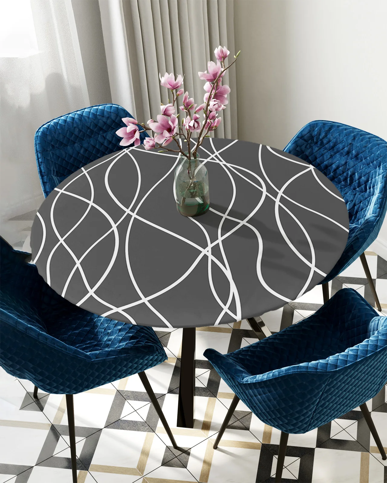 Twisted Lines Modern Art Grey Round Elastic Edged Table Cover Protector Cloth Waterproof Polyester Rectangle Fitted Tablecloth
Twisted Lines Modern Art Grey Round Elastic Edged Table Cover Protector Cloth Waterproof Polyester Rectangle Fitted Tablecloth