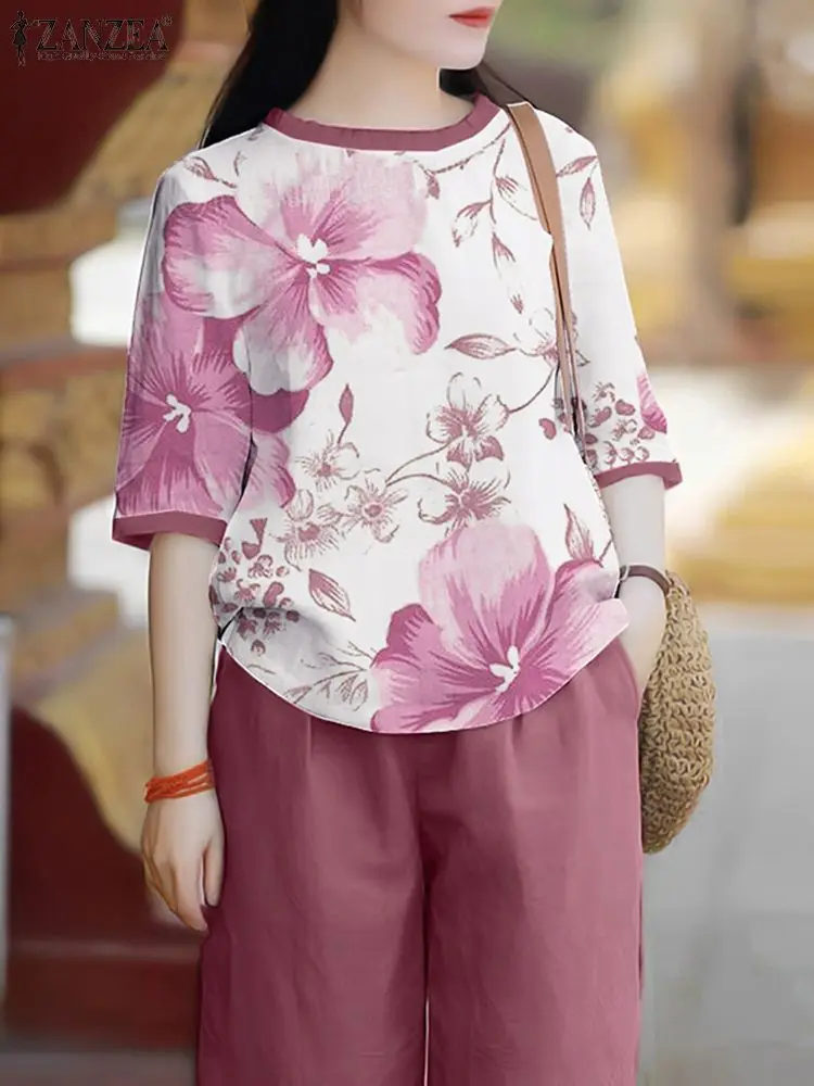 Комплект ZANZEA Женский Повседневный свободного покроя, элегантный комплект из 2 предметов, топ с цветочным принтом и брюки с широкими штанинами, лето 2024
Комплект ZANZEA Женский Повседневный свободного покроя, элегантный комплект из 2 предметов, топ с цветочным принтом и брюки с широкими штанинами, лето 2024