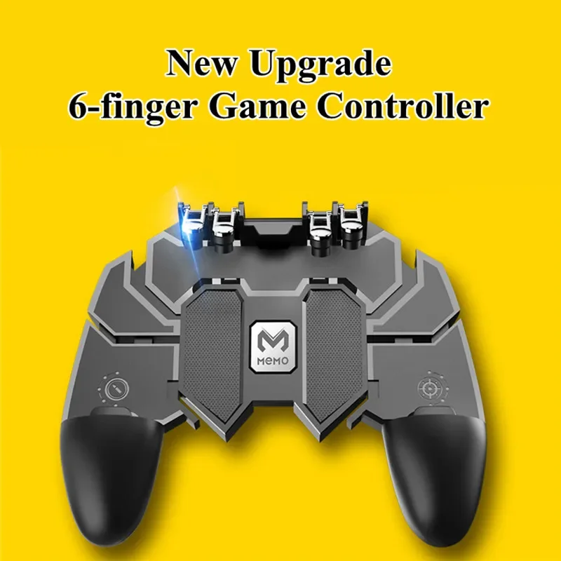 

MEMO ABS/Alloy 6 Fingers Mobile Phone Game Controller AK66 for PUBG Aim Shooting Gamepad Trigger Joystick Button for IOS Android