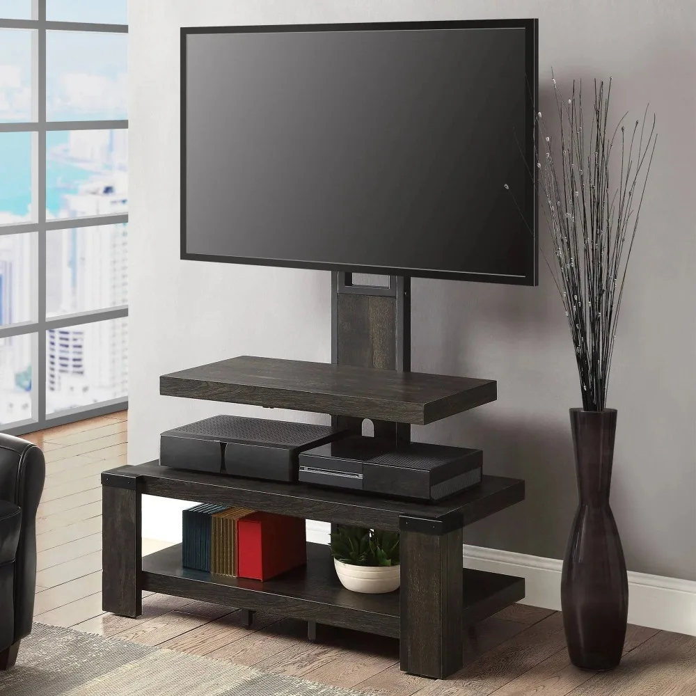 

Whalen 3-Shelf Television Stand with Floater Mount for TVs Up To 55", Pine Provides Ample Space and Is Easy To Assemble