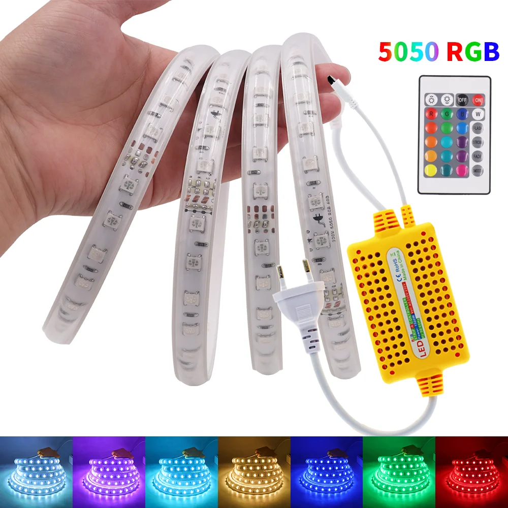 RGB-Лента светодиодная 220 В 60 светодиодов/м 5050 |