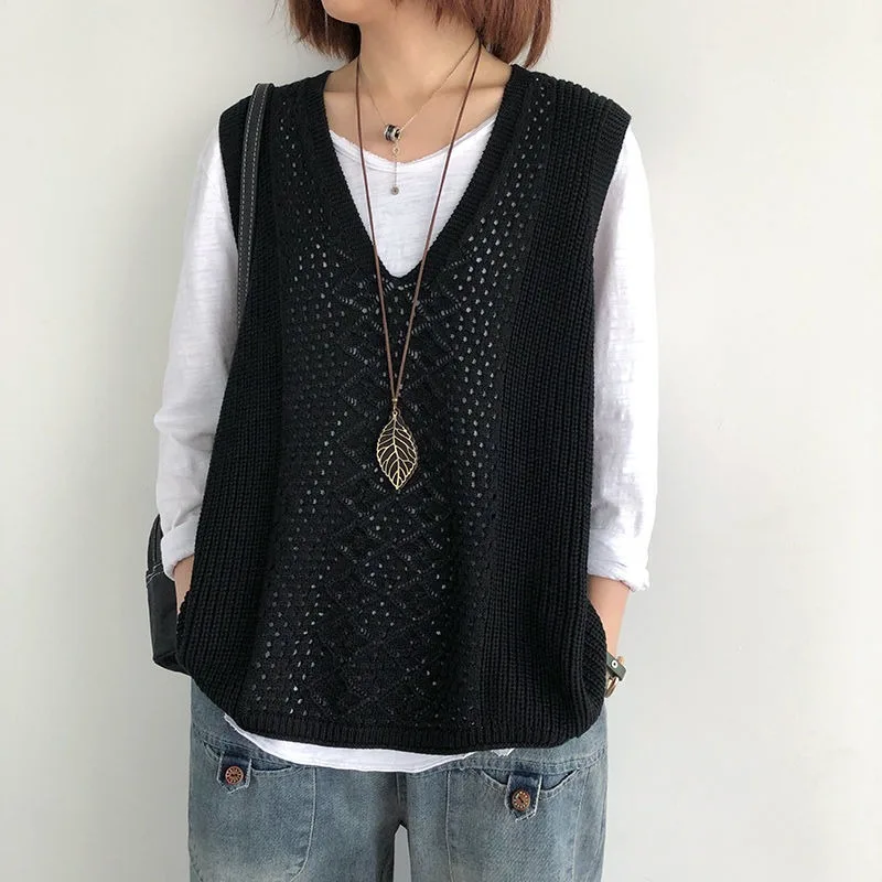 Summer Casual Pullover Tank Women's Loose Knitted Top Gentle Bohemian Vacation Beach Hollow Out Vest Blouse Sun Protection
Summer Casual Pullover Tank Women's Loose Knitted Top Gentle Bohemian Vacation Beach Hollow Out Vest Blouse Sun Protection