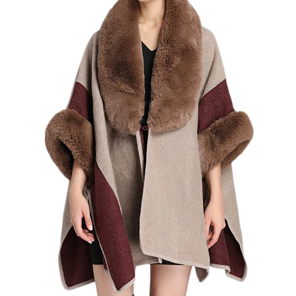 Fashion Autumn Winter Faux Fur Collar Shawl Cape Jacket Big Pocket Bat Cardigan Woolen Cloak Coats Clothing For Women
Fashion Autumn Winter Faux Fur Collar Shawl Cape Jacket Big Pocket Bat Cardigan Woolen Cloak Coats Clothing For Women