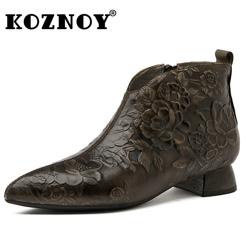 Koznoy 3.5cm Bossed Cow Genuine Leather Comfy Luxury Chunky Heels ZIP Spring Point Toe Fashion Autumn Ankle Booties Woman Shoes
Koznoy 3.5cm Bossed Cow Genuine Leather Comfy Luxury Chunky Heels ZIP Spring Point Toe Fashion Autumn Ankle Booties Woman Shoes