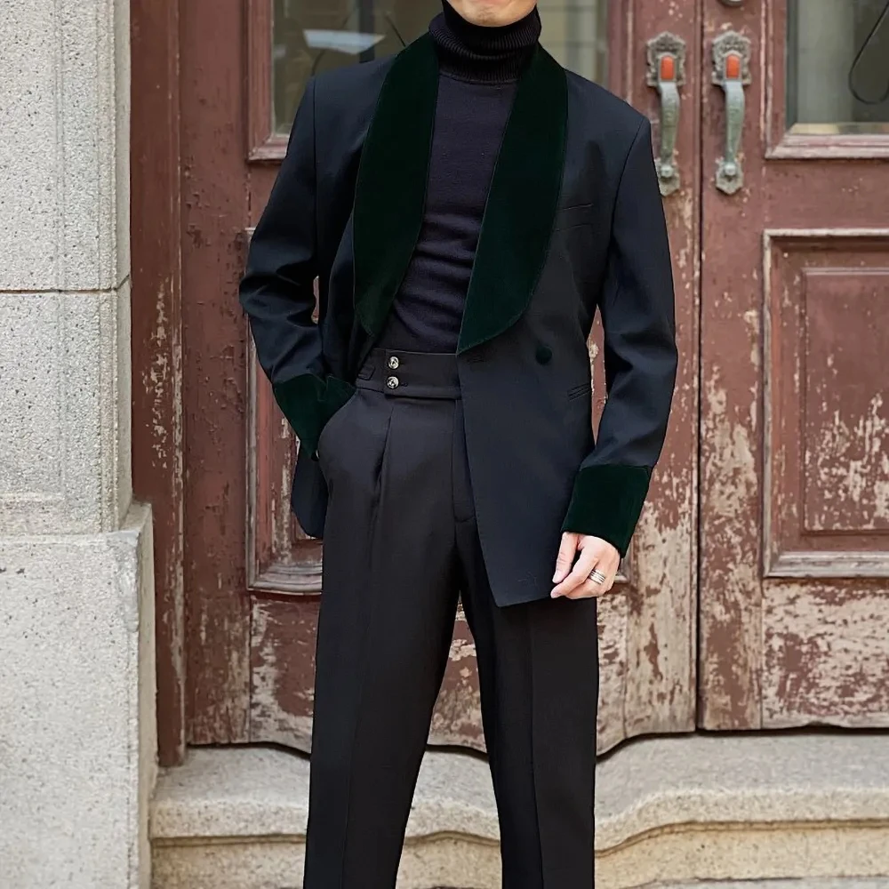 Casual Men's Suits Double Breasted Green Shawl Lapel Navy Blue 2 Piece Jacket Pants Prom Evening Party Male Clothing Full Set
Casual Men's Suits Double Breasted Green Shawl Lapel Navy Blue 2 Piece Jacket Pants Prom Evening Party Male Clothing Full Set