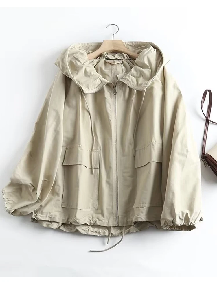 YENKYE 2023 Fashion Women Beige Hooded Zipper Oversize Jacket Coat Vintage Long Sleeve Pockets Female Loose Casual Outerwear
YENKYE 2023 Fashion Women Beige Hooded Zipper Oversize Jacket Coat Vintage Long Sleeve Pockets Female Loose Casual Outerwear
