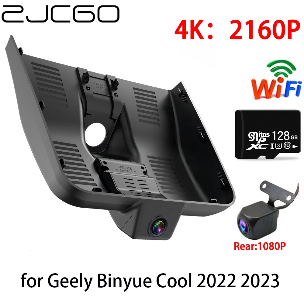 

ZJCGO 4K Car DVR Dash Cam Wifi Front Rear Camera 2 Lens 24h Monitor parking for Geely Binyue Cool 2022 2023