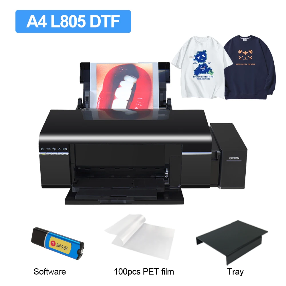 DTF Printer A4 T-Shirt Printing Machine For DTF Impressora A4 Epson L805 Heat Transfer PET Film For T shirt Clothes Jeans Canvas
DTF Printer A4 T-Shirt Printing Machine For DTF Impressora A4 Epson L805 Heat Transfer PET Film For T shirt Clothes Jeans Canvas