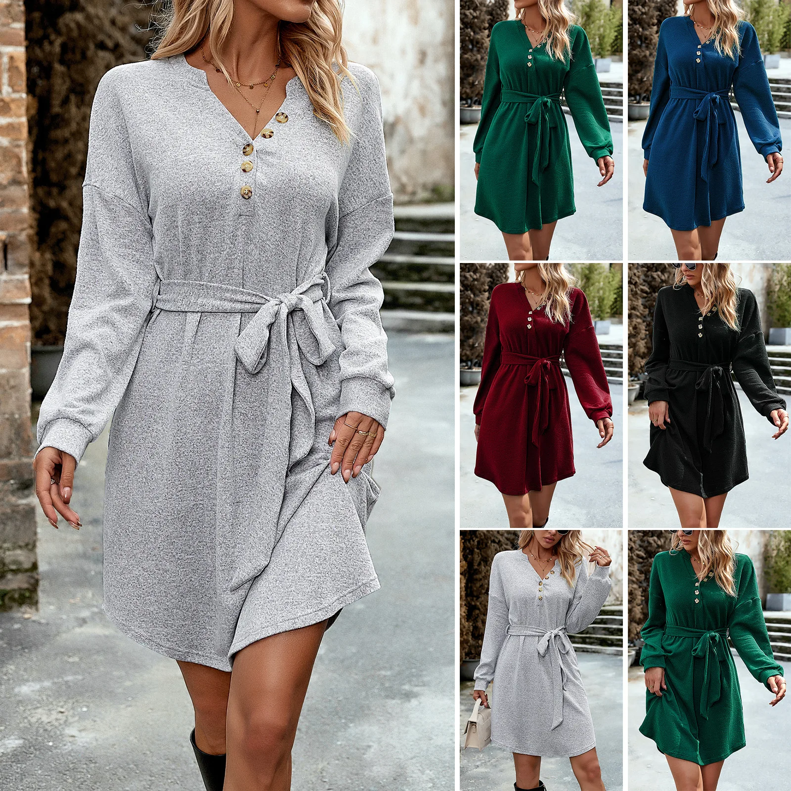 Autumn Office Lady Dresses Long Sleeve Solid Outfit V Neck Elegant Women Dress Fashion Robe Streetwear Casual Women Clothing
Autumn Office Lady Dresses Long Sleeve Solid Outfit V Neck Elegant Women Dress Fashion Robe Streetwear Casual Women Clothing