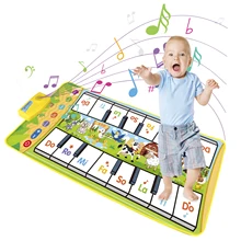 Kids Musical Piano Mat Duet Keyboard Play Mat Double Row Floor Piano with 8 Instrument Sound Dance Pad Montessori Educatinal Toy