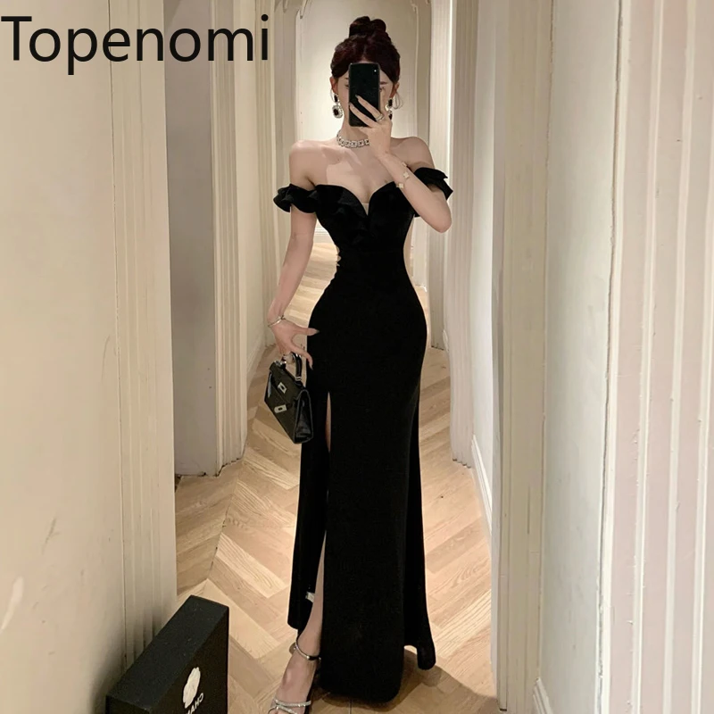 Topenomi Ruffled One Shoulder Strapless Evening Dress Women 2024 New Elegant High Waist Slim Slit Long Banquet Formal Dresses
Topenomi Ruffled One Shoulder Strapless Evening Dress Women 2024 New Elegant High Waist Slim Slit Long Banquet Formal Dresses
