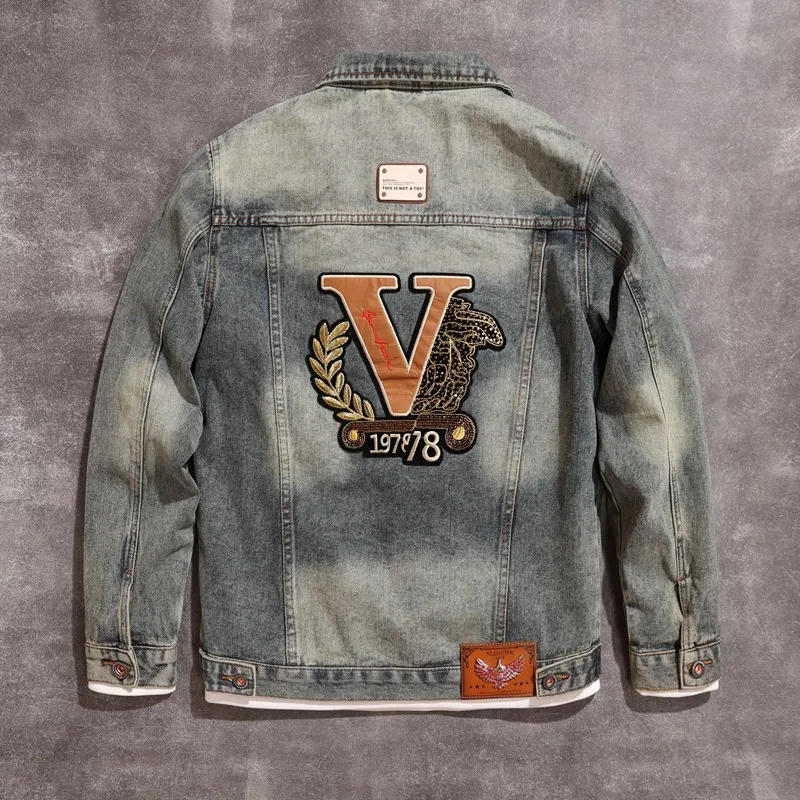 Trendy Vintage Fashion Denim Jacket Men's Loose All-Match Retro Biker's Coat Embroidery Design Slim-Fitting Men's Clothing
Trendy Vintage Fashion Denim Jacket Men's Loose All-Match Retro Biker's Coat Embroidery Design Slim-Fitting Men's Clothing