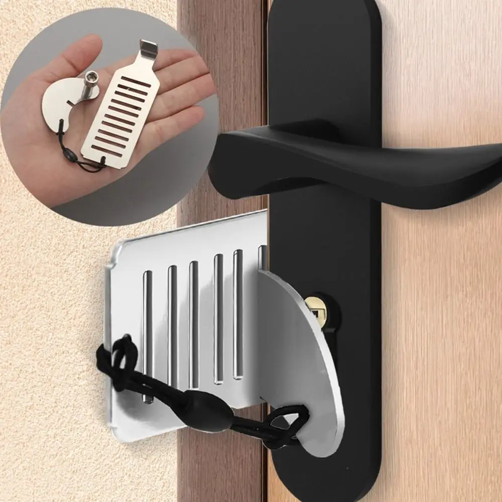 

Anti Theft Door Lock New Security Metal Door Locker Stopper Punch-free Travel Tool Safety Latch Home Room