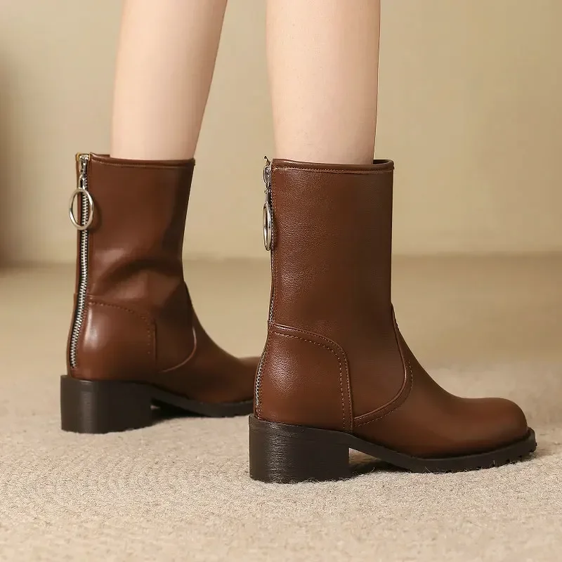 Leisure Brown Black White Back Zipper Women Winter Warm Shoes Round Toe Med Heels Motorcycle Chelsea Ankle Boots Big Size 34-43
Leisure Brown Black White Back Zipper Women Winter Warm Shoes Round Toe Med Heels Motorcycle Chelsea Ankle Boots Big Size 34-43