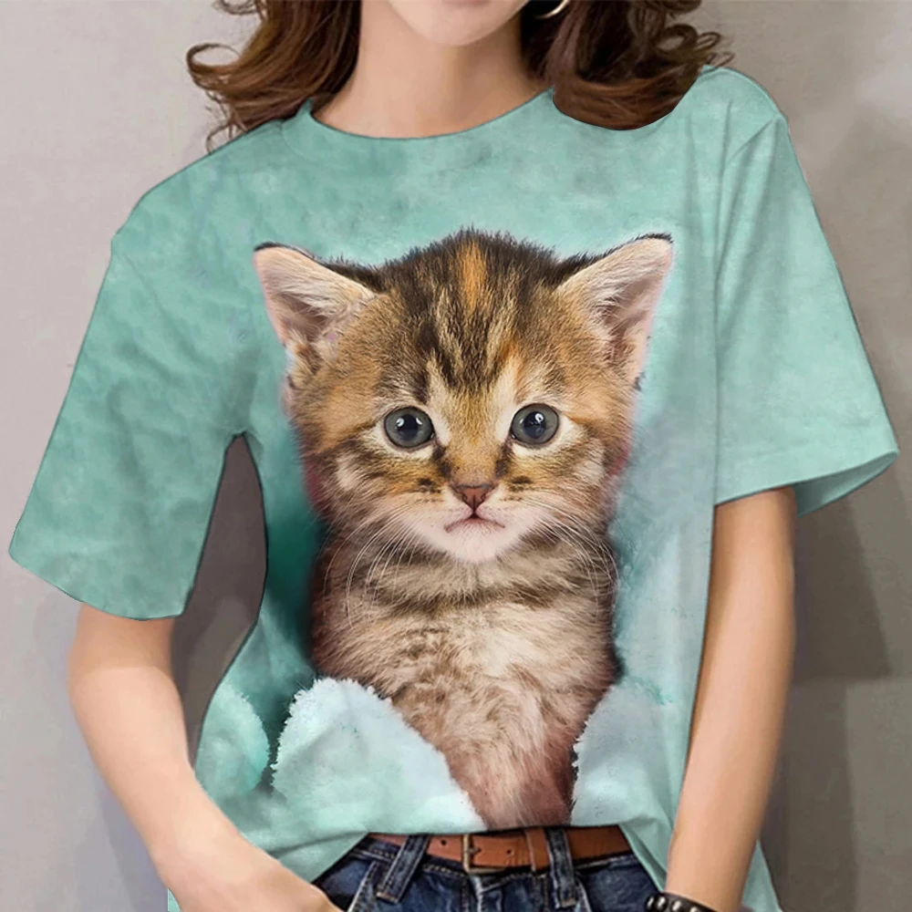 Summer Kawaii Style Women's T-Shirts Funny Cat Print Tees Fashion Comfortable Casual O-neck T Shirt Oversized Short Sleeve Tops
Summer Kawaii Style Women's T-Shirts Funny Cat Print Tees Fashion Comfortable Casual O-neck T Shirt Oversized Short Sleeve Tops
