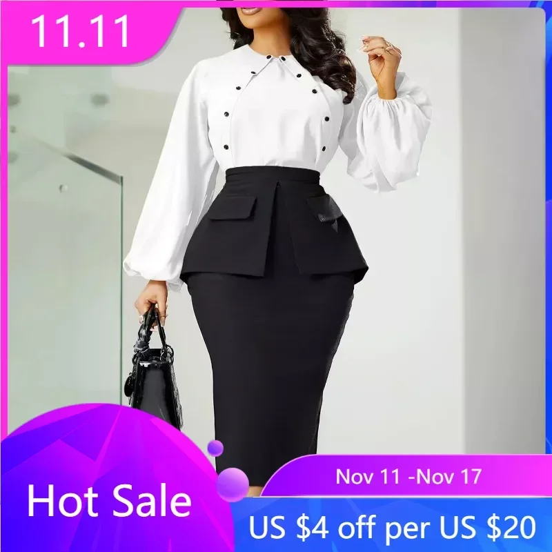 Autumn Elegant Office Two-piece Women's Fashion Commuter Business Long Sleeved Set Hip Wrap Skirt 2 Piece Set Women
Autumn Elegant Office Two-piece Women's Fashion Commuter Business Long Sleeved Set Hip Wrap Skirt 2 Piece Set Women