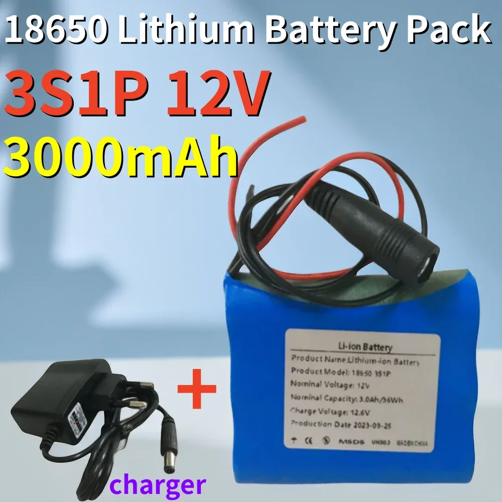 3S1P 12V 3000mAh Lithium Battery Pack, Suitable For Projector, Speaker, And Wireless Monitoring Battery Replacement+Charger
3S1P 12V 3000mAh Lithium Battery Pack, Suitable For Projector, Speaker, And Wireless Monitoring Battery Replacement+Charger