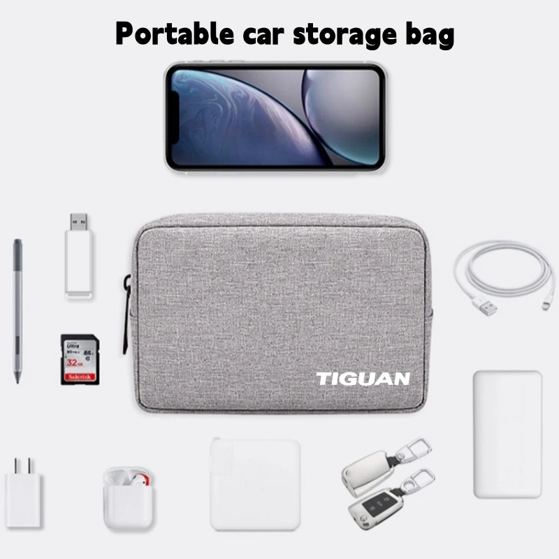 

Travel Mobile Hard Drive U Disk Earphone Charger Protable Storage Bag For Tiguan mk1 mk2 5N 2 R 2021 2020 2019 2018-2009 2008
