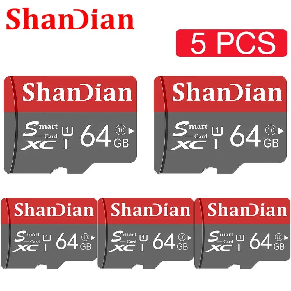 

SHANDIAN 5 PCS LOT High Speed 100% Original Memory Card 128GB 64GB 32GB 16GB Class 10 Micro TF Card for Phone/PC/Monitoring/UAV