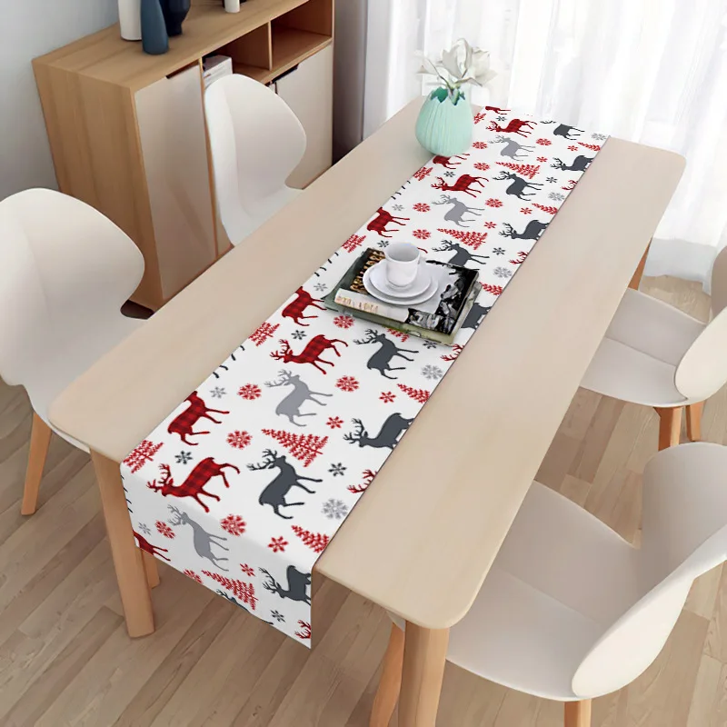 

Christmas Gift Linen Table Runner Elk Snowman Tablecloth Merry Christmas Decor for Home 2023 Xmas Ornaments New Year's Decor