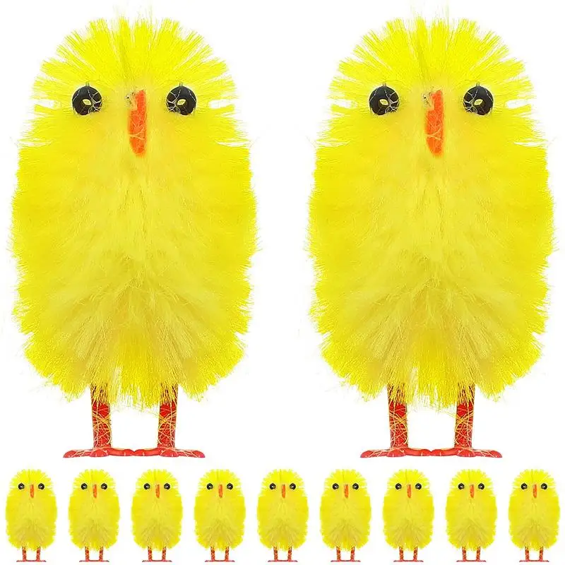 

60 Pieces Easter Chick Plastic Yellow Ornament Household Desktop Decor Mini Chicks Plaything Easter Decor Chemical Fiber Gift