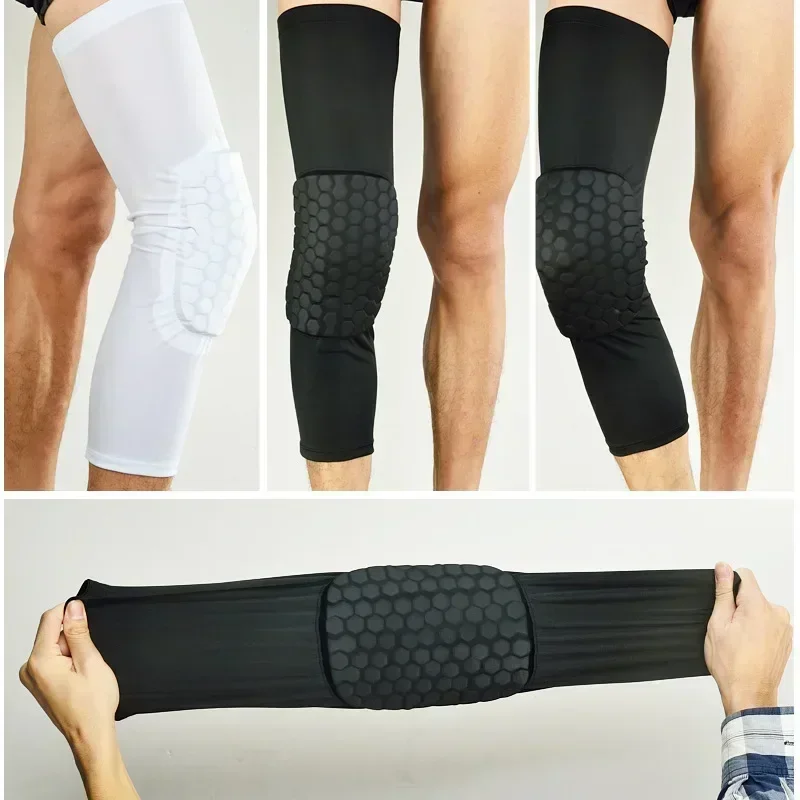 

Фиксатор для тренировок, спортивный компрессионный рукав для футбола, баскетбола, поддержка колена, защита для волейбола, защитные подушечки для ног, сотовые накладки
