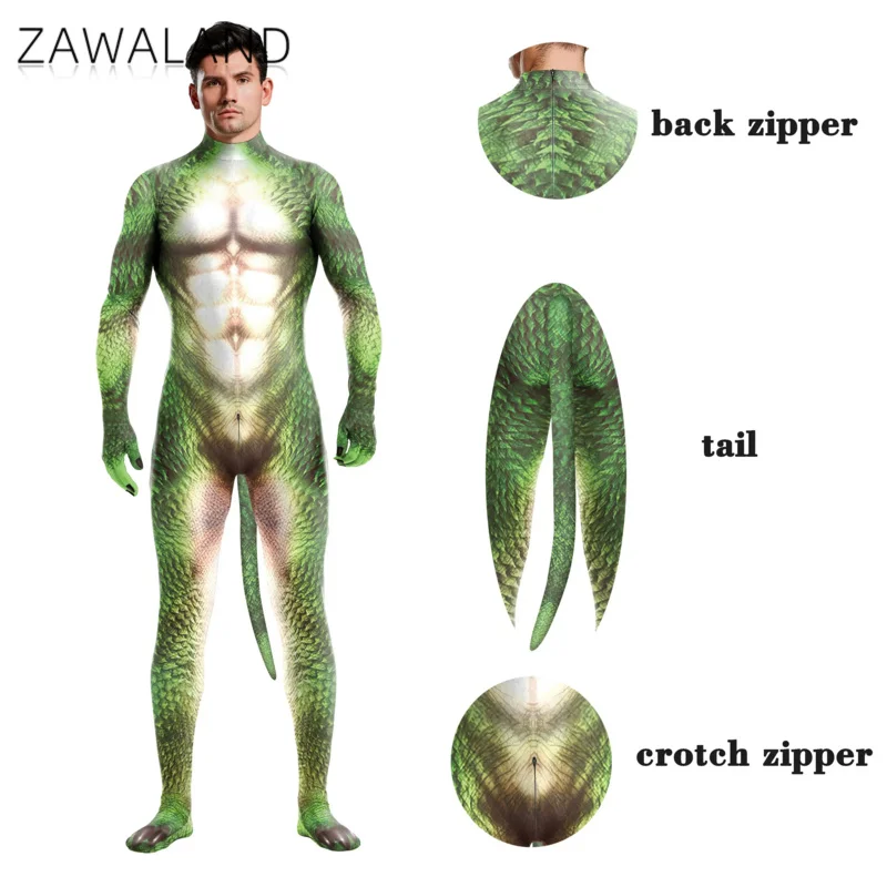 Zawaland Men 3D Crocodile Texture Printed Animal Cosplay Costume Bodysuit with Tail Crotch Zipper Jumpsuits Catsuit Zentai Suits
Zawaland Men 3D Crocodile Texture Printed Animal Cosplay Costume Bodysuit with Tail Crotch Zipper Jumpsuits Catsuit Zentai Suits