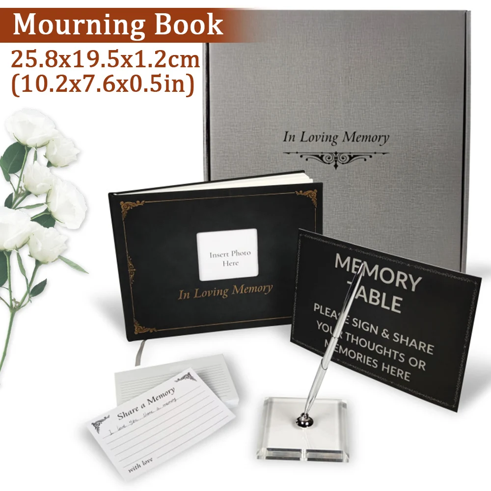 Funeral Sign in Guest Book Elegant Hardcover Album Book Reception Funeral Celebration Album Anniversary Memorial Service Decor
Funeral Sign in Guest Book Elegant Hardcover Album Book Reception Funeral Celebration Album Anniversary Memorial Service Decor