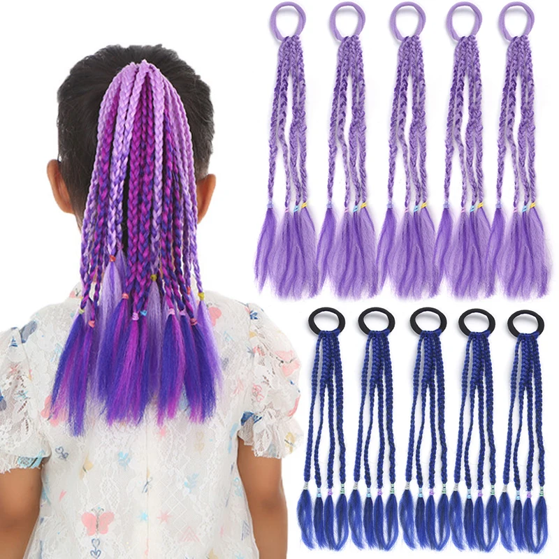 

5PC Rainbow Color Elastic Hair Rope Rubber Bands Hair Accessories For Girls Wig Ponytail резинки для волос Kids Twist Braid Rope