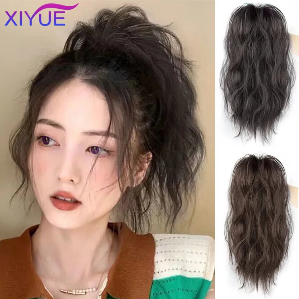 

XIYUE Wig Women's Sen style French perm high ponytail fluffy curly hair with half tie grip clip waterfall fountain ponytail wig