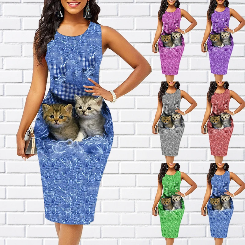 2023 Animal Printing Slim Skirt Summer Round Neck Fashion Sleeveless Skirt Everyday Casual Knee-length Skirt Women Tight Skirt
2023 Animal Printing Slim Skirt Summer Round Neck Fashion Sleeveless Skirt Everyday Casual Knee-length Skirt Women Tight Skirt