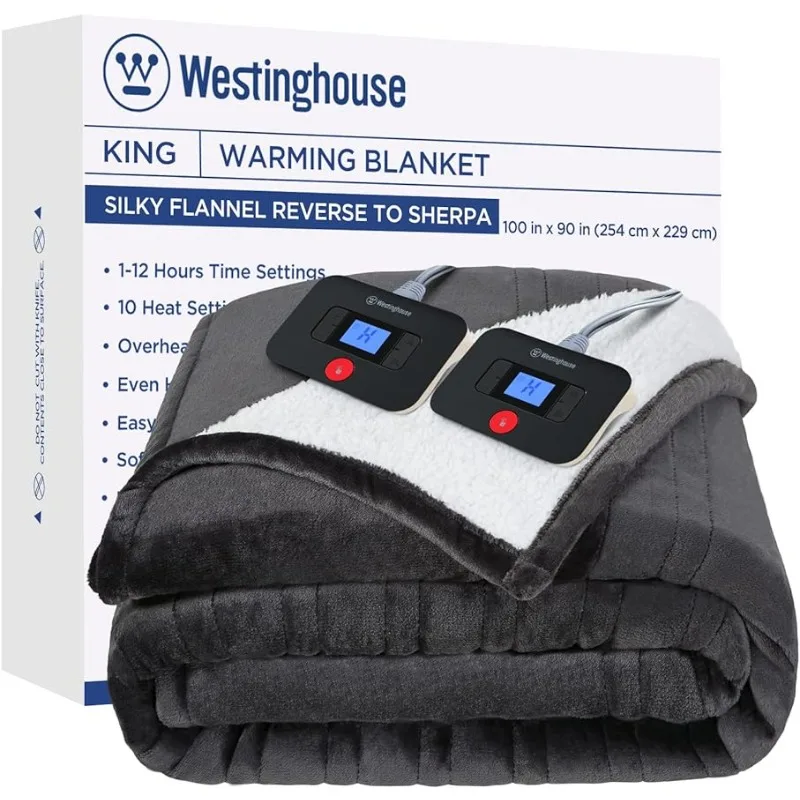 Westinghouse Electric Blanket Heated Blanket | 10 Heating Levels & 1 to 12 Hours Heating Time Settings | Flannel to Sherp
Westinghouse Electric Blanket Heated Blanket | 10 Heating Levels & 1 to 12 Hours Heating Time Settings | Flannel to Sherp