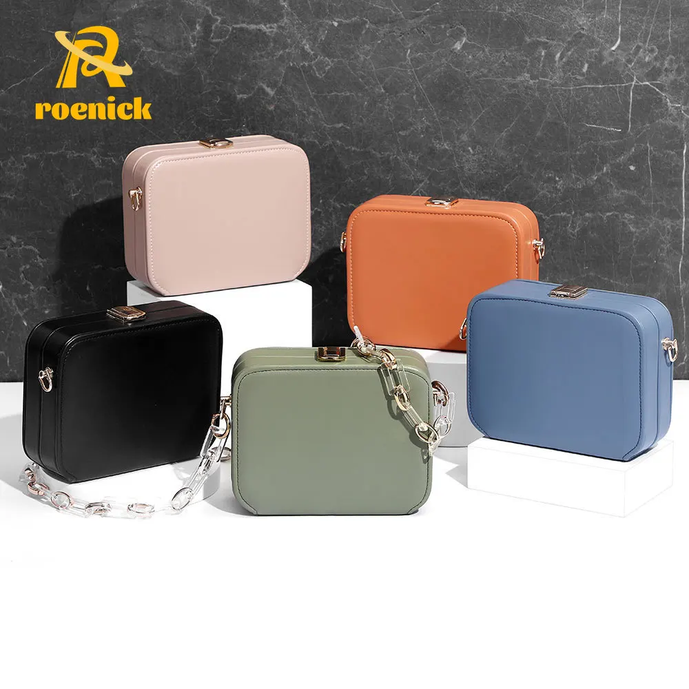 

ROENICK Women Dinner Party Small Square Evening Bags Banquet PU Box Cocktail Clutch Chain Shoulder Crossbody Handbags Purses