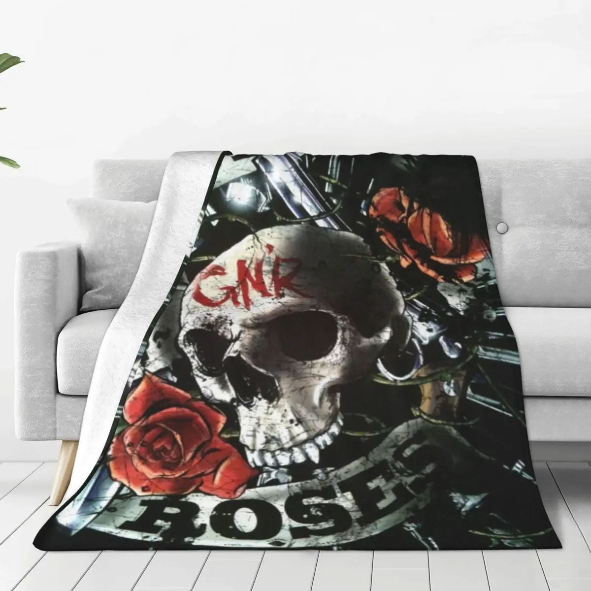 

Guns N Roses Plaid Blanket Flannel Summer Movie Cartoon Breathable Thin Throw Blankets for Sofa Bedroom Bedding Throws