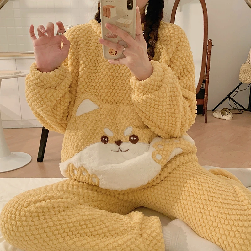 Winter Pijamas Sets Women Thick Korean Girls Soft Warm Sleepwear Pyjama Pour Femme Cartoon Bear Cute Pajamas Loose Pijama Mujer
Winter Pijamas Sets Women Thick Korean Girls Soft Warm Sleepwear Pyjama Pour Femme Cartoon Bear Cute Pajamas Loose Pijama Mujer