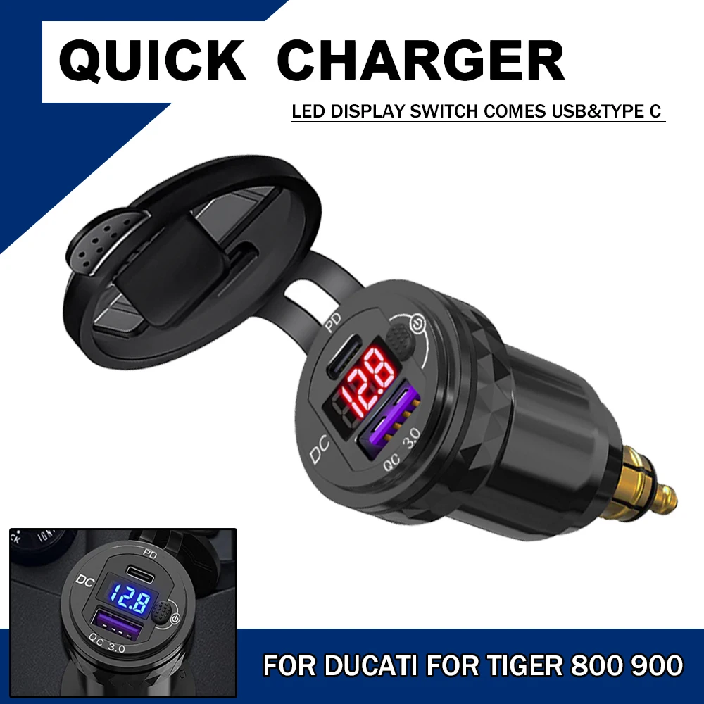 Motorcycle DIN Hella Plug Type C USB Quick Charger Adapter LED Display For BMW K1200LT C400GT For Tiger 800 900 1200 For Ducati
Motorcycle DIN Hella Plug Type C USB Quick Charger Adapter LED Display For BMW K1200LT C400GT For Tiger 800 900 1200 For Ducati