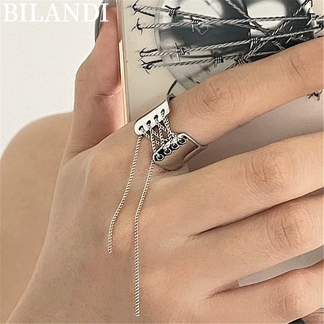 Bilandi-Bagues en métal avec pompon géométrique pour femme, bijoux modernes, personnalité féminine, cadeaux de fête, nouvelle tendance, 2022 1