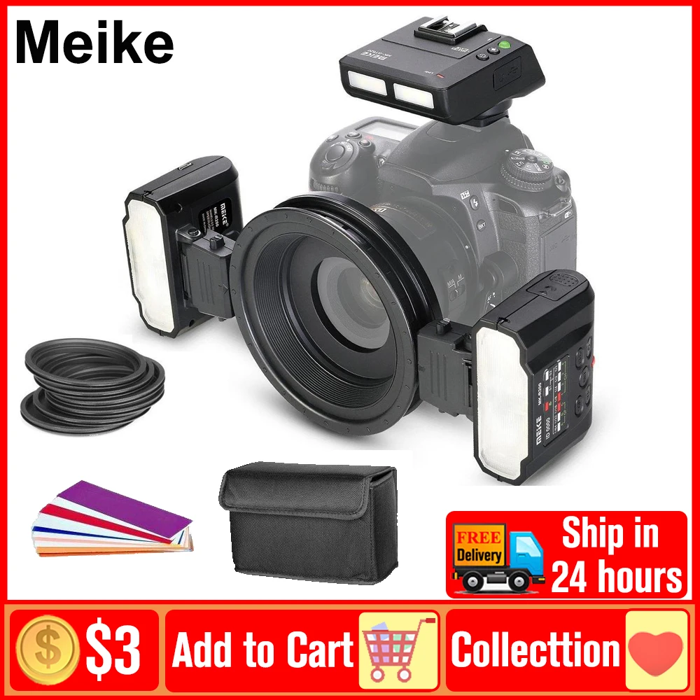 

Meike MK-MT24II MK-MT24 II Macro Twin Lite Flash TTL LED Macro Speedlite for Canon Sony Nikon DSLR Cameras