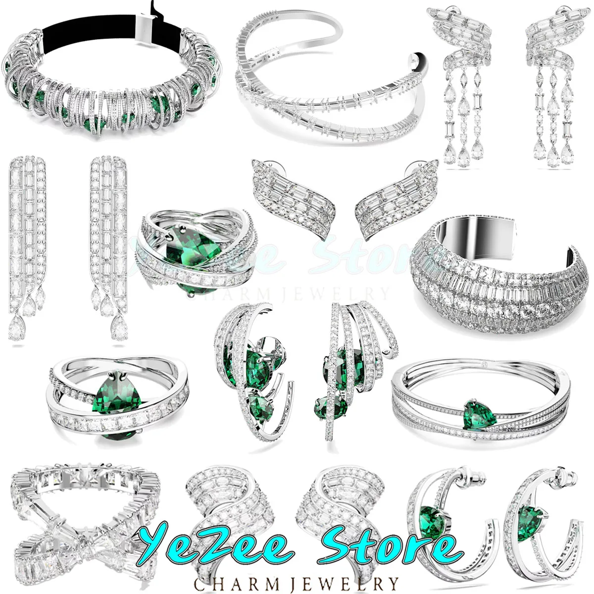 Hyperpola Original Green Crystal Charm Fashion Hoop Earrings Necklace Bracelet Ring Party Romantic Gift Women's Jewelry Set
Hyperpola Original Green Crystal Charm Fashion Hoop Earrings Necklace Bracelet Ring Party Romantic Gift Women's Jewelry Set