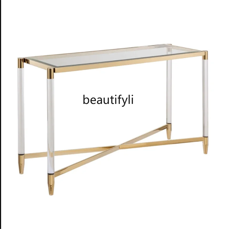 yj Light Luxury Acrylic Hallway Table Wall a Long Narrow Table Crystal Transparent Golden Walkway Desk Rack
yj Light Luxury Acrylic Hallway Table Wall a Long Narrow Table Crystal Transparent Golden Walkway Desk Rack