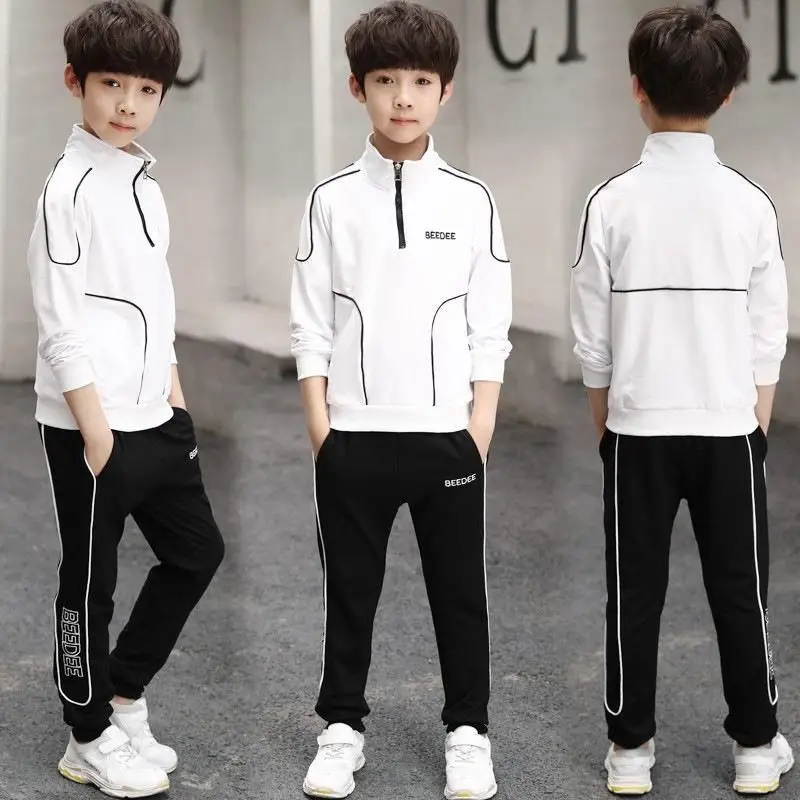 

Teen Boys' Sets 2023 Spring Autumn Two-Pieces Sweatshirts Cuffed Pants Stand-up Collar Causal Sport Long Sleeve 5-12 Years Old