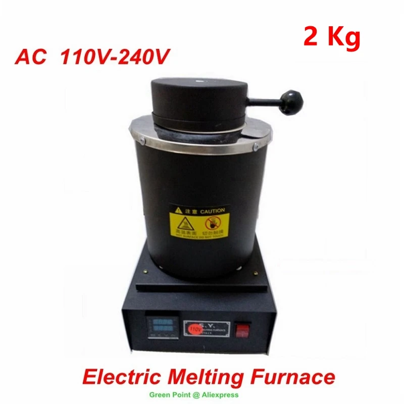 

110V/220V Gold Electric Melting Furnace 2 Kg Smelter 1500W Automatic Digital Display Electric Jewelry Melting Oven With Crucible