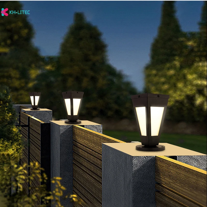 

Solar Light Pillar Head Lamp Outdoor Waterproof Solar Post Lights Villa Column Lamp For House Gate Garden Fence Porch Lamps