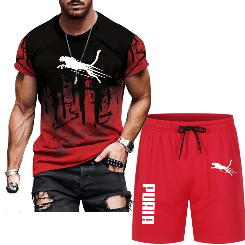 Мужской спортивный костюм из двух предметов, Повседневная футболка с коротким рукавом и шорты, лето 2024
Мужской спортивный костюм из двух предметов, Повседневная футболка с коротким рукавом и шорты, лето 2024