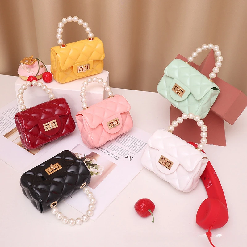 

Fashion Mini Crossbody Handbags Women Jelly Crocodile Pattern Pearl Coin Purse Small Chain Bag Portable Shopping For Girls